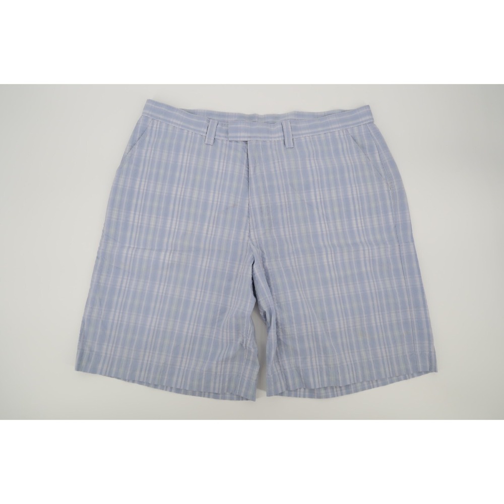 Patagonia Mens 36 Thrift‎ Shorts 10" Blue Seersucker Plaid Outdoor Flat Front